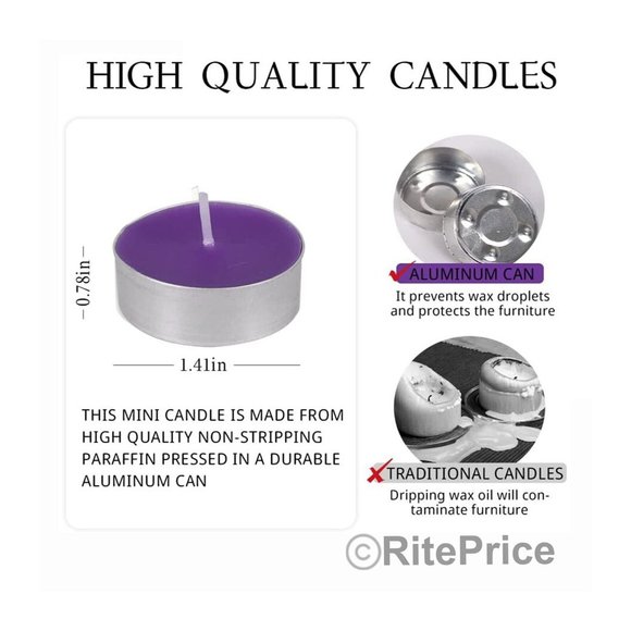 60PCS Lavender Tealight Candles Highly Scented w/ Essential & Natural Oil (2 Pk) - Picture 6 of 10